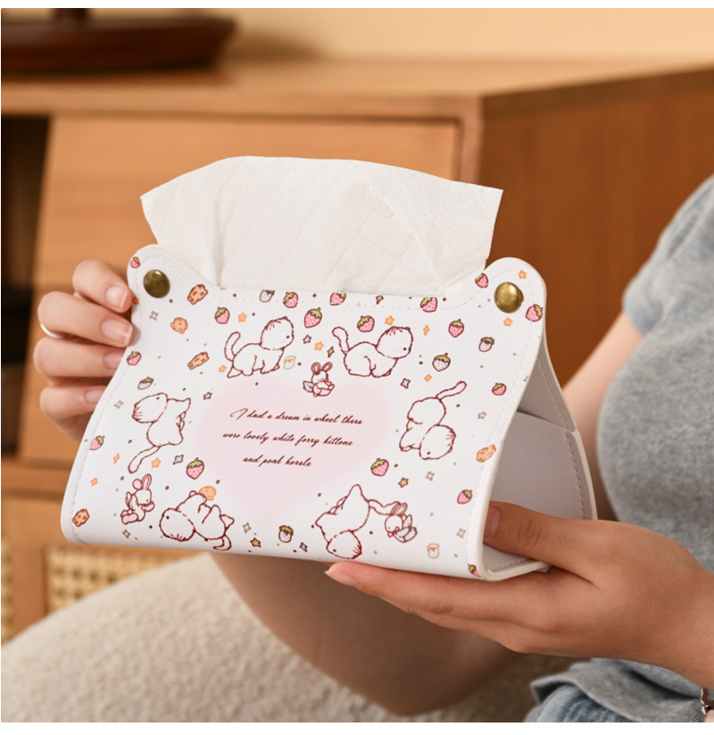 Home tissue box for living room, creative dining room, cartoon kitten, car tissue storage, cute heart-shaped cat tissue box set
