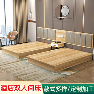 Furniture Panel Bed Box Single Double Room Standard Room Full Set Combination Hotel Apartment Rental Room Bed Manufacturer Apartment Bed