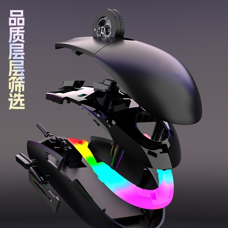 国境を越えた直接供給 6 ボタンマウス第二世代カラフルなグレア RGB 有線マウス e スポーツ ゲーム USB 専用マウス|undefined