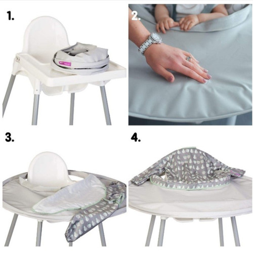 Children's independent eating placemat is not easy to get dirty, seat cushion, baby dining chair tray, leak-proof rice bib cover BLW