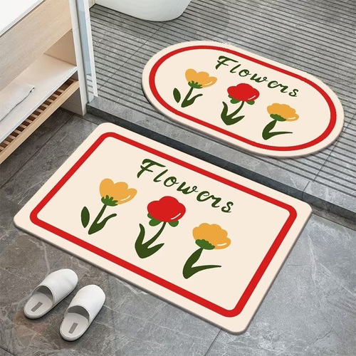 Water-absorbent mat bathroom shower room door anti-slip foot mat toilet washroom quick-drying diatomaceous earth soft carpet