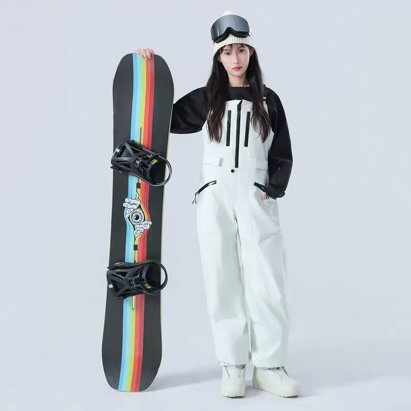滑雪背带裤滑雪裤男女防水加厚宽松3L全压胶滑雪服套装单板连体