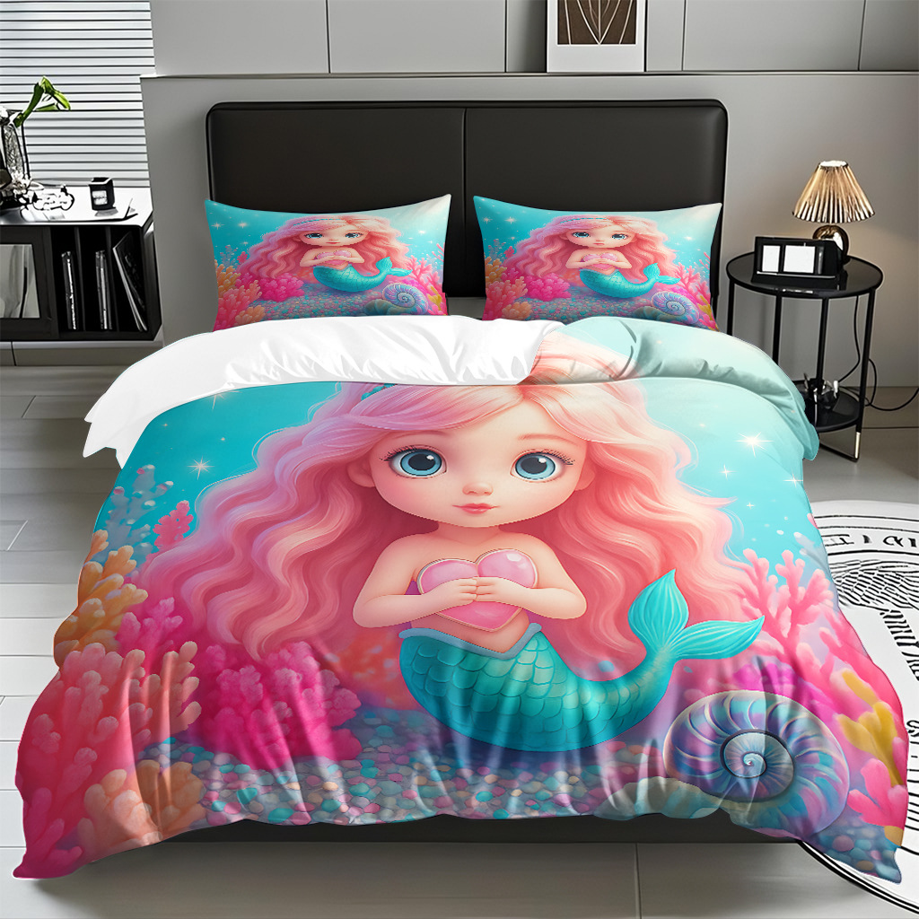 TEMU / JIT transfronterizo dibujos animados sirena digital impresión quilt kit fuente fábrica directa