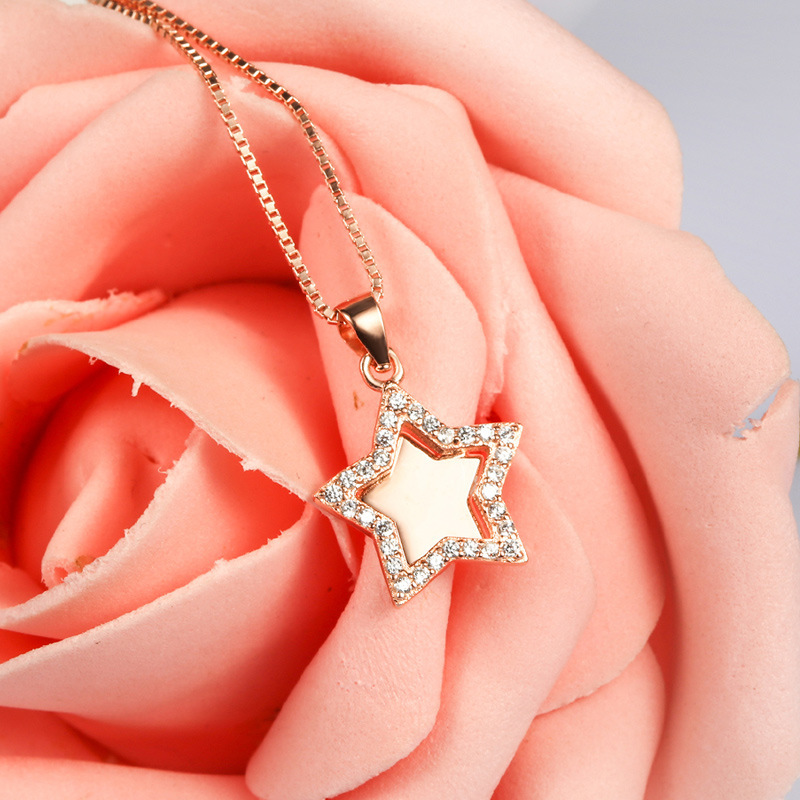 S925 plata japonesa y coreana zircon clavícula pequeña nueva estrella accesorios colgante collar de viento dulce al por mayor