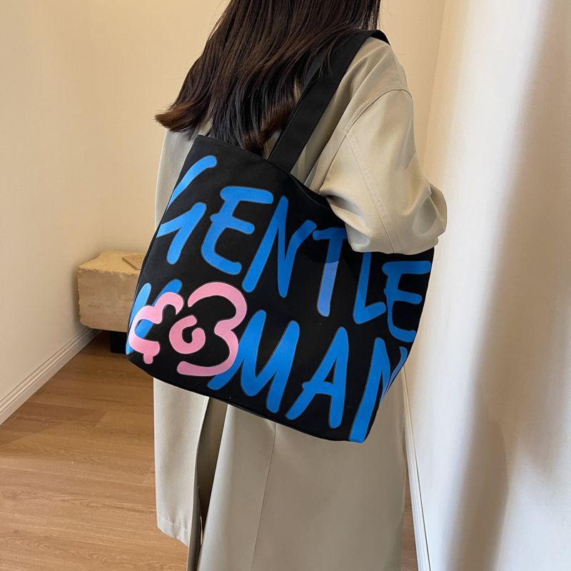 Commuting single-shoulder letter large-capacity versatile bag, canvas bag, Japanese student class artistic bag, women's tote handbag undefined