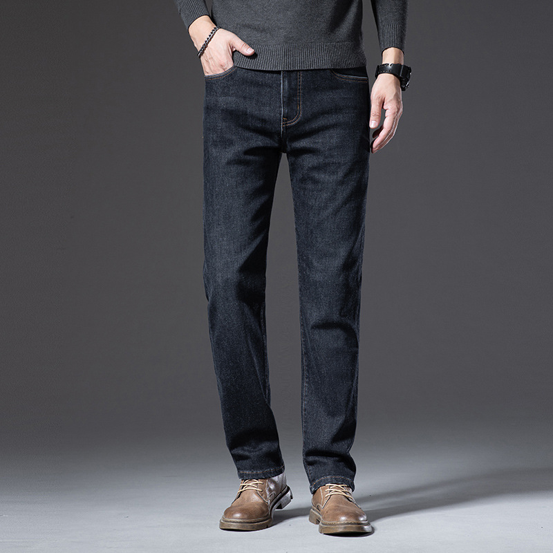 Pantalones vaqueros de cintura alta para niños de negocios ligeramente elásticos simples pantalones casuales del todo fósforo 2023 otoño e invierno nuevos pantalones rectos