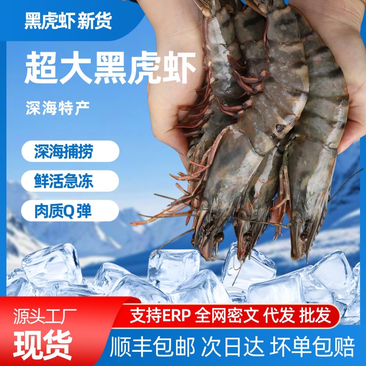 黑虎虾超大新鲜大虾老虎虾鲜活速冻特大基围虾海鲜商用批发海捕