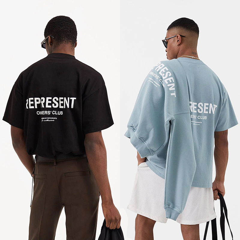 Alta calidad REPRESENTAR REP eslogan impresión color caramelo calle Americana dopamina verano manga corta Camiseta moda