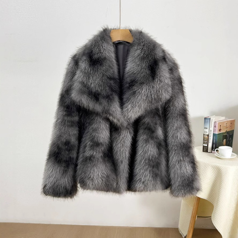 European and American Popular Imitation Fur Large Lapel Women's Tops Large Size Furry Loose Jackets Wholesale Warm Elegant Ladies