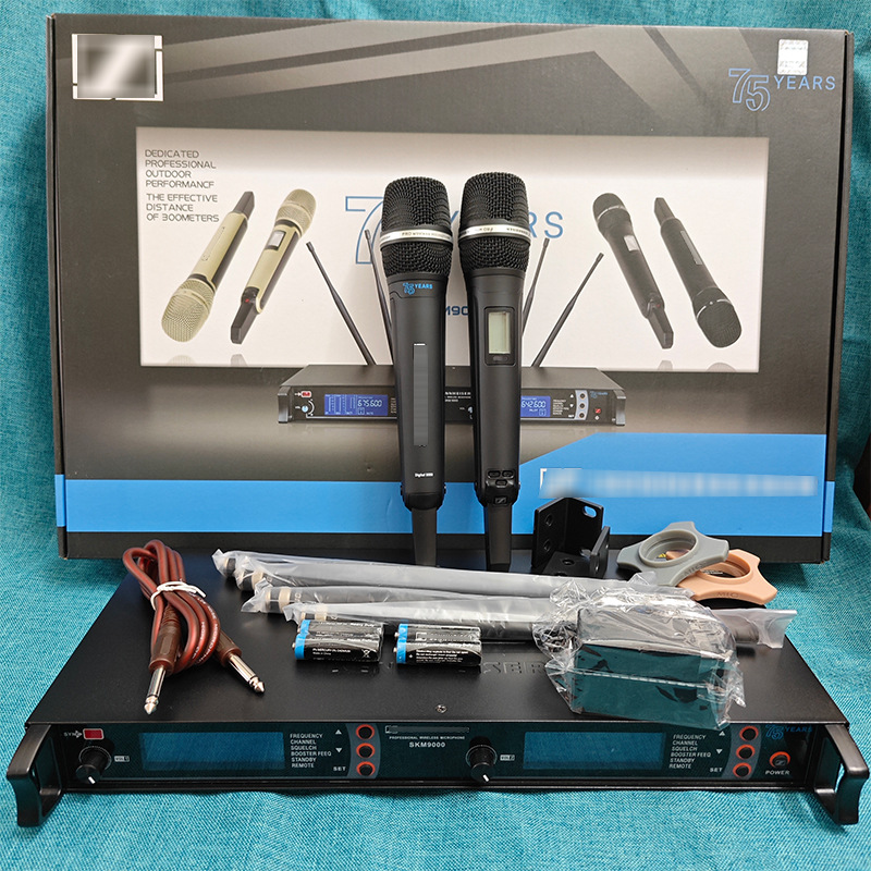 Cross-Border Foreign Trade 75Th Anniversary Skm9000 Wireless Microphone Church Stage Performance Singing One-To-Two Microphone