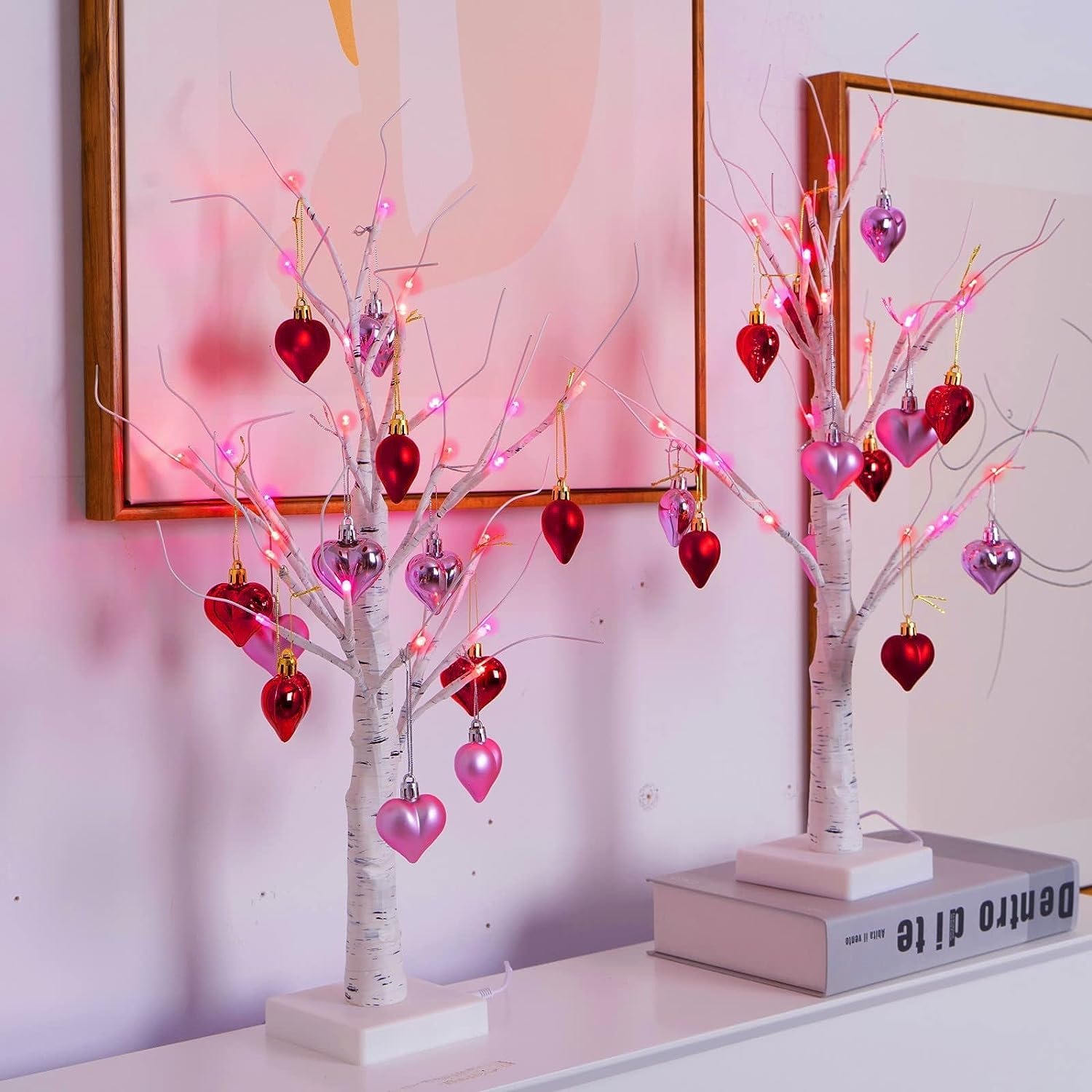 Luz de árbol de amor rosa