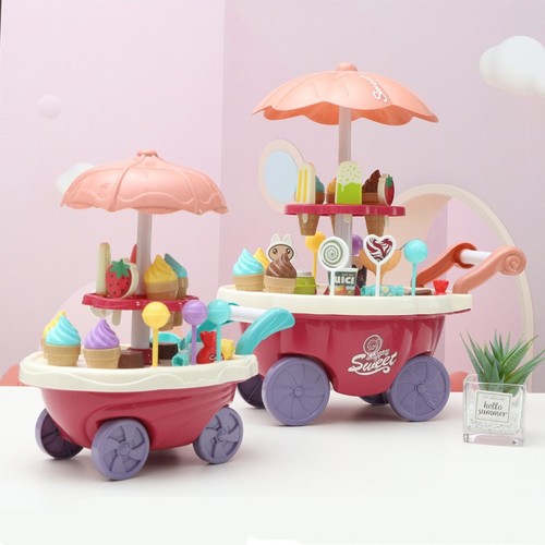 Children's kitchen play house accessories simulation tableware mini ice cream candy trolley ice cream supermarket store toys