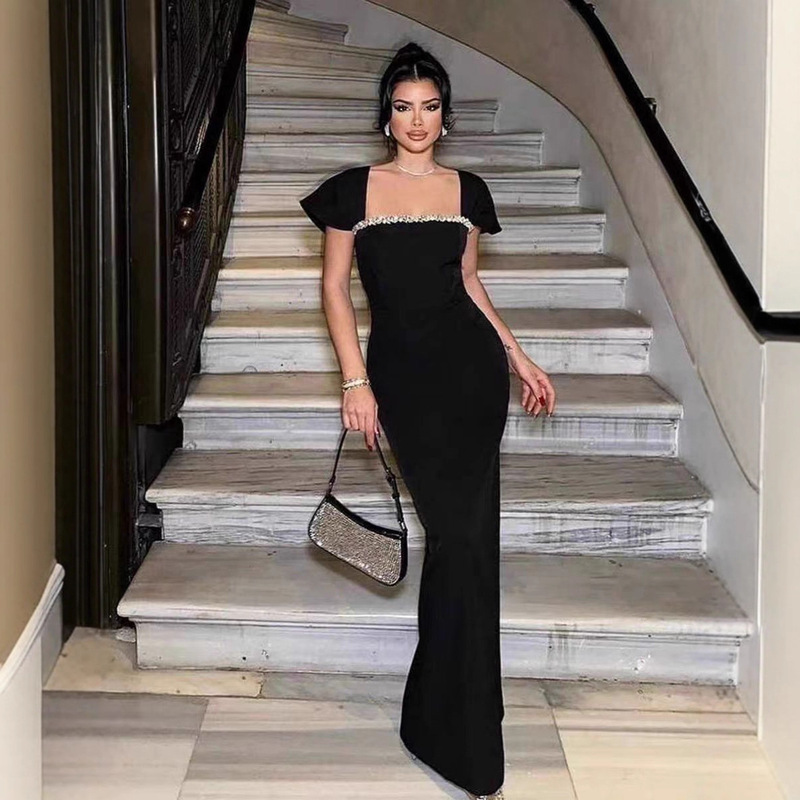 Cross-Border New Elegant Diamond-Encrusted Long Bodycon Party Evening Dress Bandage Dress Cross-Border New Elegant Diamond-Encrusted Long Bodycon Party Evening Dress Bandage Dress