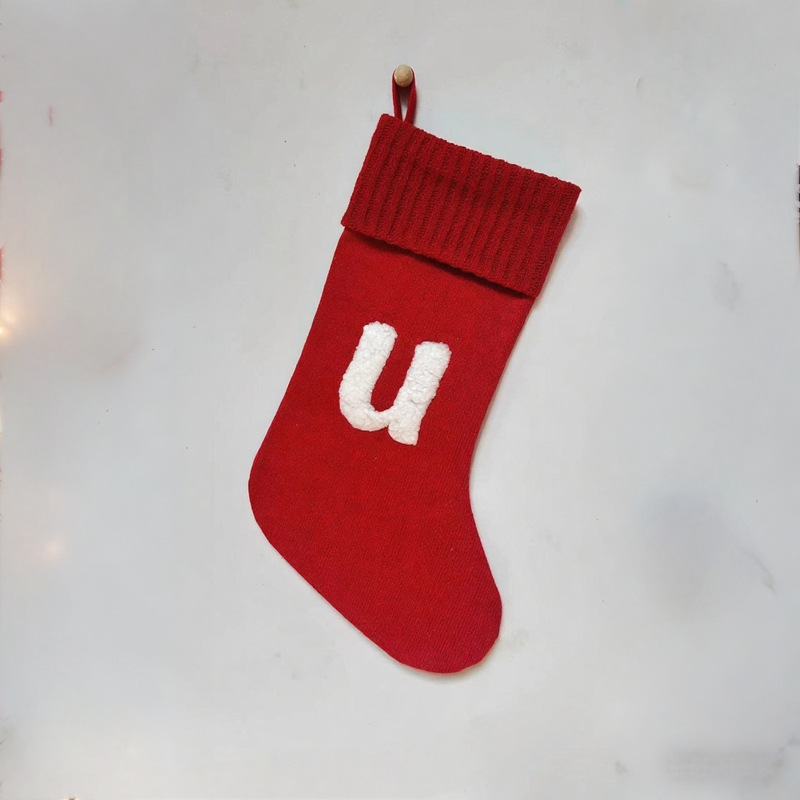 新しい赤いクリスマス装飾ニットレターソックスクリスマスソックスクリスマスツリーペンダント装飾クリスマスソックス|undefined