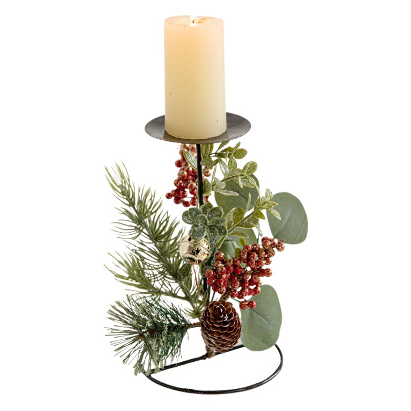 Nueva Navidad hierro Pino cono candelabro escritorio Navidad ventana mesa escritorio decoración de vacaciones
