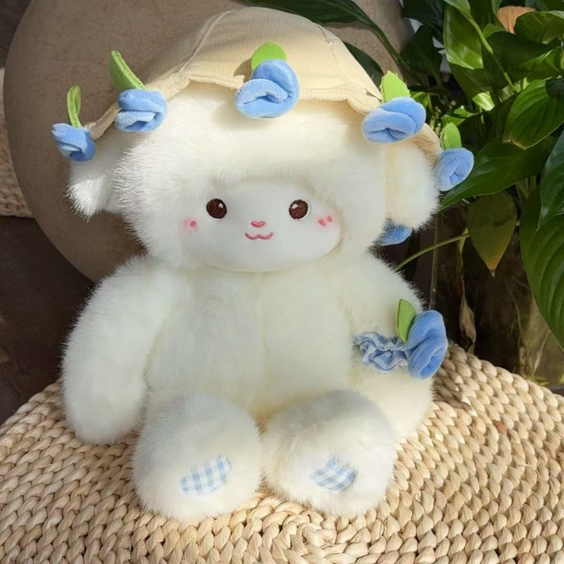 玫瑰花束小羊玩偶公仔可爱抱花睡觉抱枕毛绒玩具情人节送生日礼物|undefined