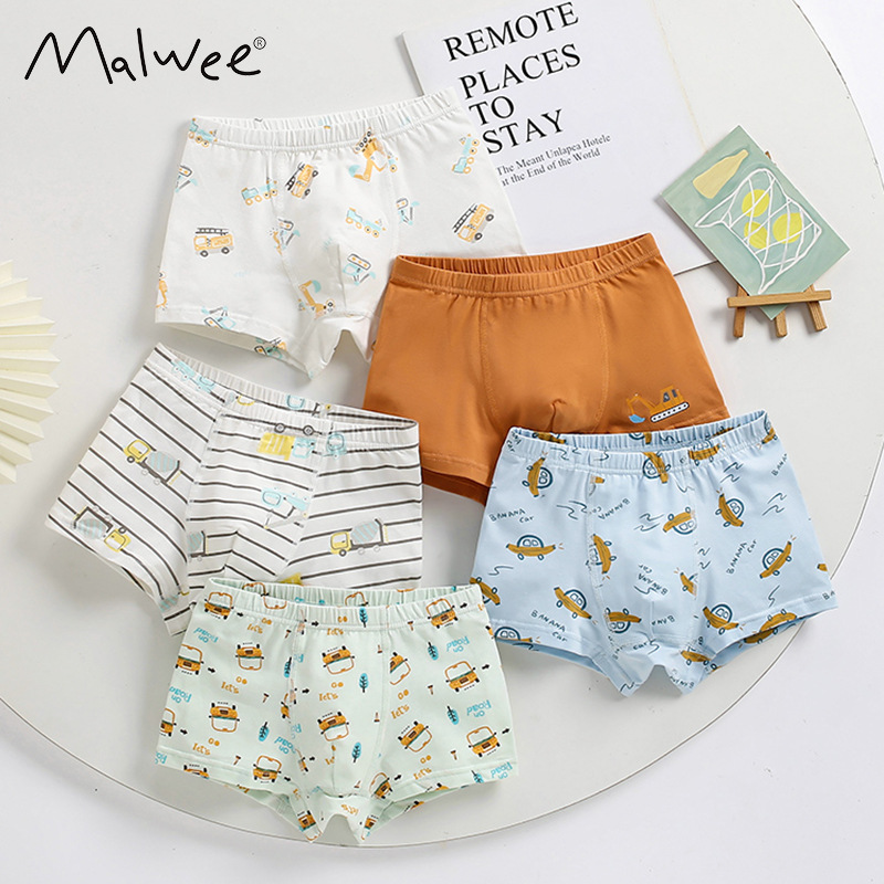 Malwee transfronterizo Pantalones íntimas para niños, niños, niños, algodón tipo A, pantalones cortos de ángulo plano para hombres, niños de mediana edad, no calzado