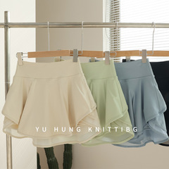 Women's invisible side seam sports short skirt, slimming and breathable yoga pants, half-length training tennis skirt for summer running.