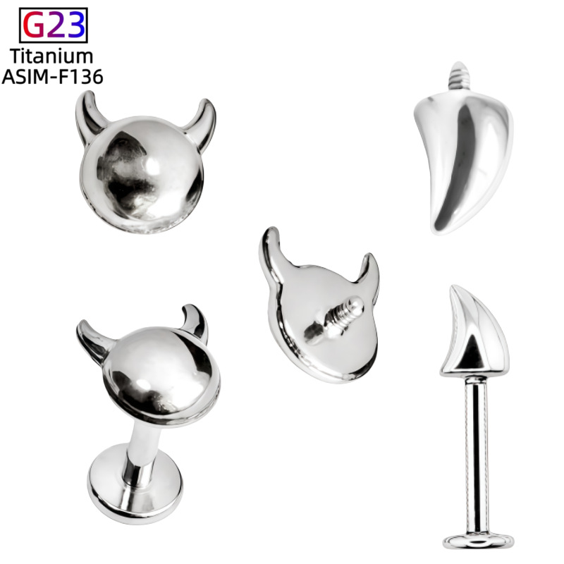 Pointed labret stud close-up product detail