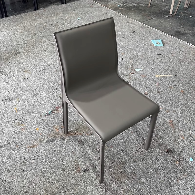 意式马鞍皮餐椅现代轻奢家用餐厅靠背椅酒店书房洽谈样板设计师椅|undefined