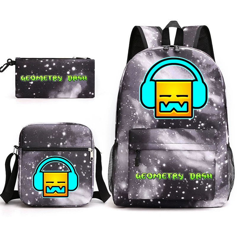 Геометрическая спринт игра Geometry Dash трехчастный рюкзак мужской и женский студентский кампус пенал холщовая сумка