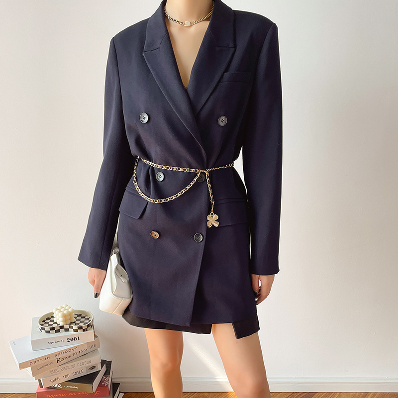 Miss Wearing a Suit German Fashionable Suit Waist Slimming Look Black Windbreaker Jacket for Women