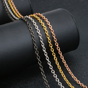 O-Shaped Chain New Simple Stainless Steel Vacuum Electroplating 18K Gold Bare Chain Titanium Steel DIY Accessories Cross Chain Plain Chain