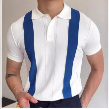 外贸独立站男装夏季休闲套头男士POLO衫薄款翻领短袖针织衫轻商务