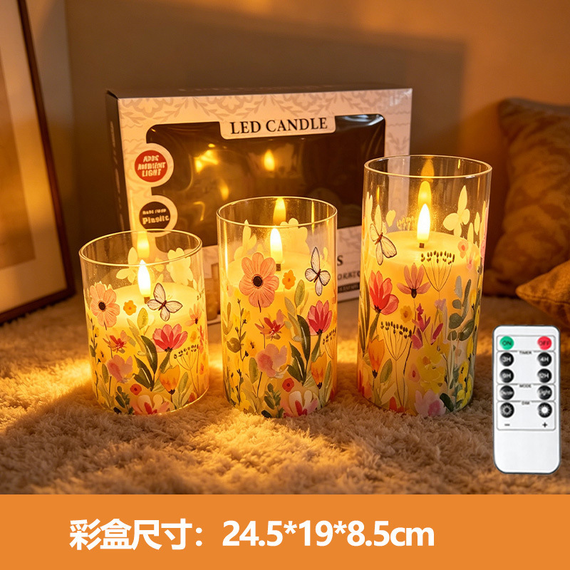 Acrílico personalizado LED simulación vela electrónica cumpleaños propuesta de compromiso decoración romántica atmósfera floral lámpara de aluminio