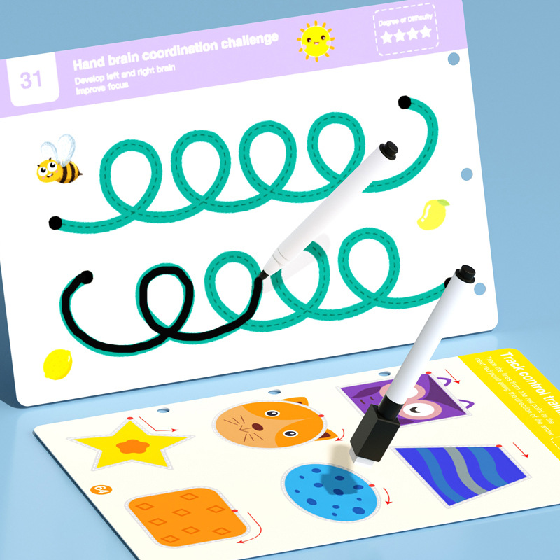 Entrenamiento de control de lápiz para niños en jardín de infantes, ejercicios de control de lápiz para borrar y concentrarse en juguetes de pensamiento de acertijos para bebés de educación temprana