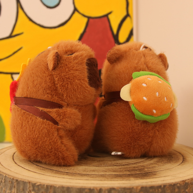 Linda espalda hamburguesa Kapibala colgante peluche muñeca capibara bolso colgante llavero muñeca juguete