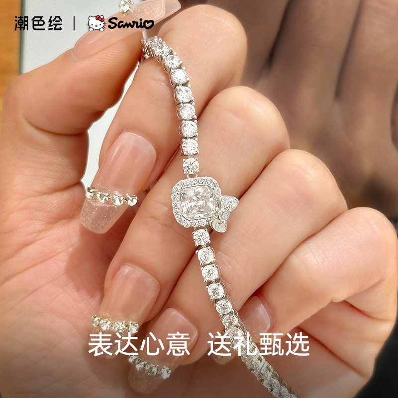 正港三丽鸥手链凯蒂猫蝴蝶结手环女款原创小众设计冷淡风高级链条