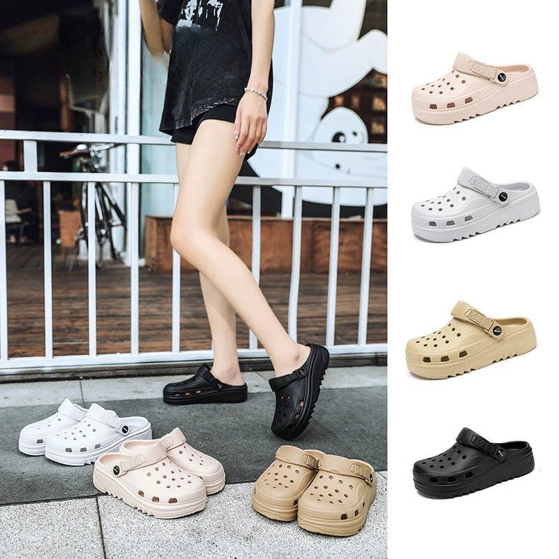 Туфли с дырками на толстой подошве женская наружная одежда 2024 новая летняя наружная одежда высокая стоимость нескользящая мягкая подошва модная пляжная обувь Baotou