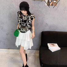 雪纺衫女欧洲站2025夏季新款时髦网纱刺绣微透圆领休闲飞袖上衣女