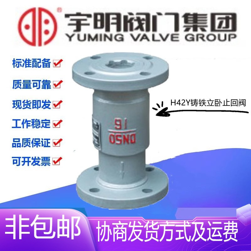 宇明H42Y-16Q铸铁法兰立卧两用止回阀DN25-100蒸汽导热油单向阀