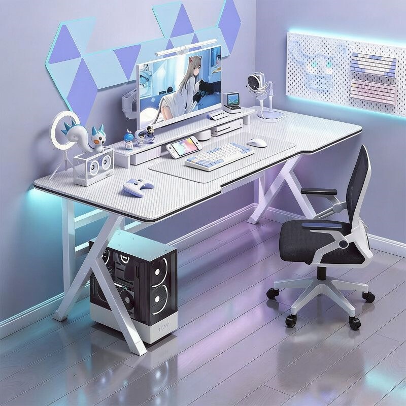 Gaming Computer Desk with Carbon Fiber Texture and Monitor Riser, E-Sports Desk for Home Bedroom, Simple Gaming Table Gaming Computer Desk with Carbon Fiber Texture and Monitor Riser, E-Sports Desk for Home Bedroom, Simple Gaming Table