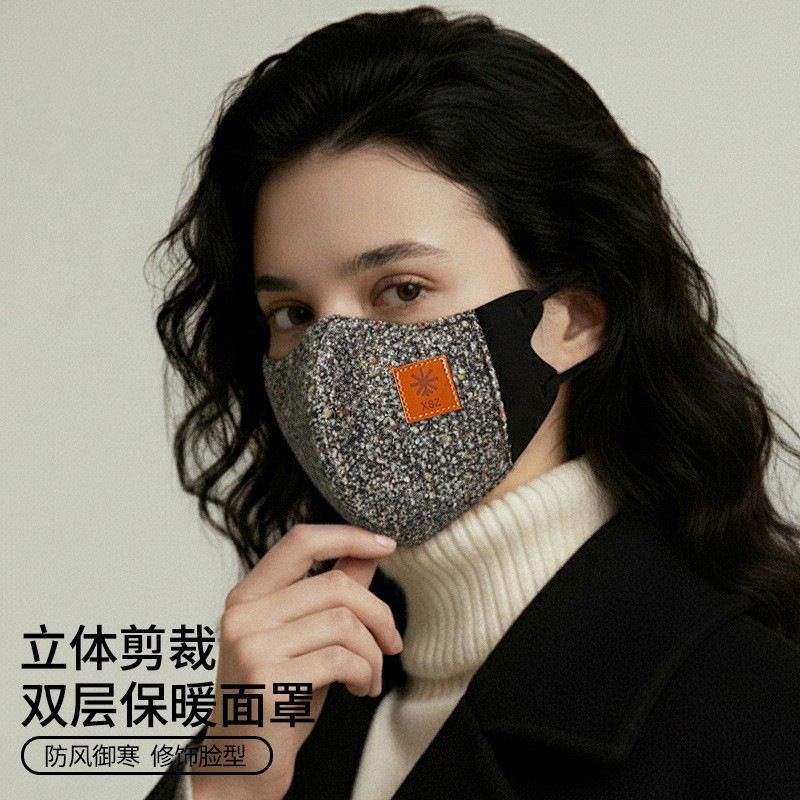 冬季防寒口罩男针织透气口罩女小毛驴骑车防风面罩加绒保暖口罩男