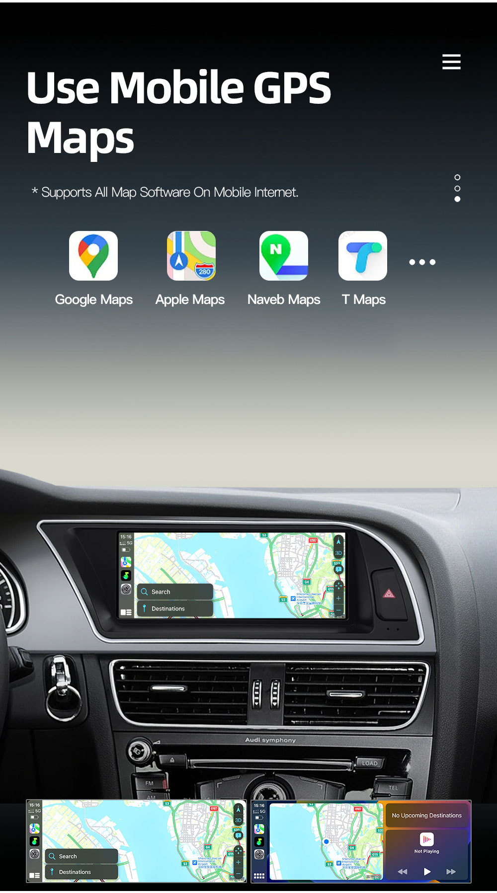 8.8inch Suitable for Audi A5 S5 B8 8t Car Central Control Large Screen Navigation Carplay Player