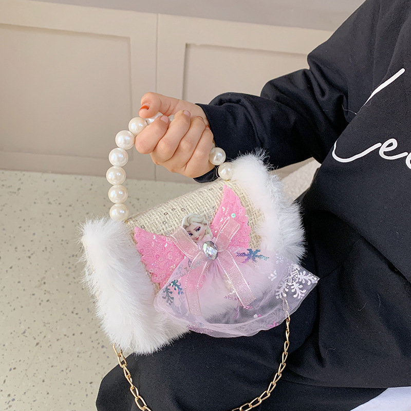 Bolso DE LOS NIÑOS estilo Chanel cadena bolsa de mensajero lindo bebé niña moda chica bolso de hombro moda perla