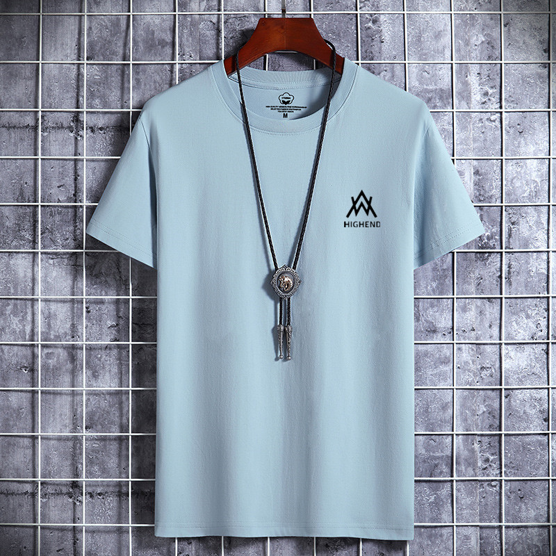 Nuevo 100% algodón camiseta de manga corta de los hombres de estilo coreano cuello redondo estudiante de media manga casual de moda de fondo Xinjiang algodón camiseta