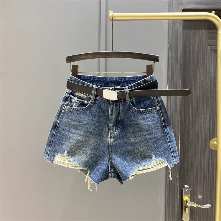 Dark Denim Shorts for Women 2026 Summer New European Style Versatile Ripped Frayed Edge Slimming Wide-Leg A-Line Hot Pants Dark Denim Shorts for Women 2026 Summer New European Style Versatile Ripped Frayed Edge Slimming Wide-Leg A-Line Hot Pants
