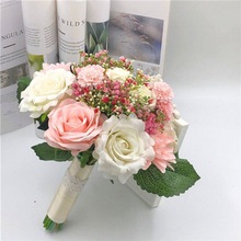 新娘手捧花歐式小玫瑰婚紗拍照結婚新款粉紅白韓式婚禮花束