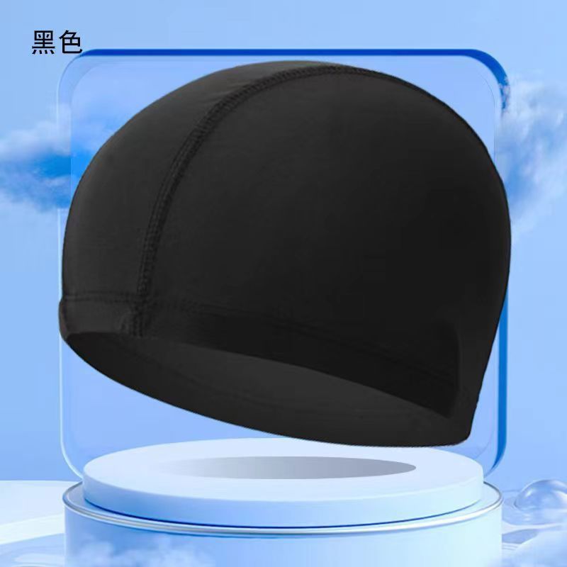 Black swimming cap (universal high elastic style for children and adults) - 1 pack