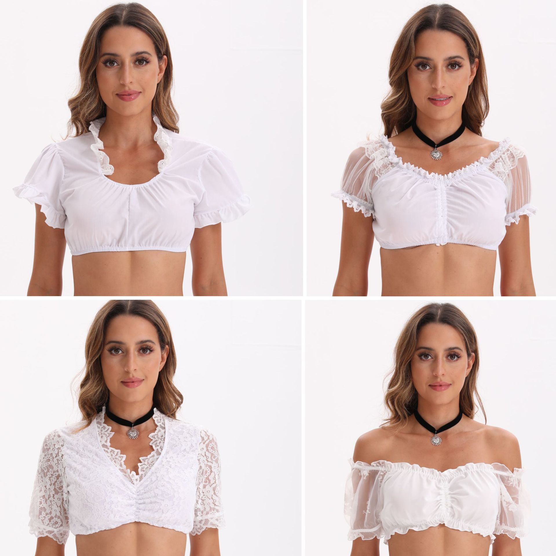 Women's White Dagon Suit for Amazon - New Arrival, Munich Beer Festival Clothing - Short Sleeve Shirt