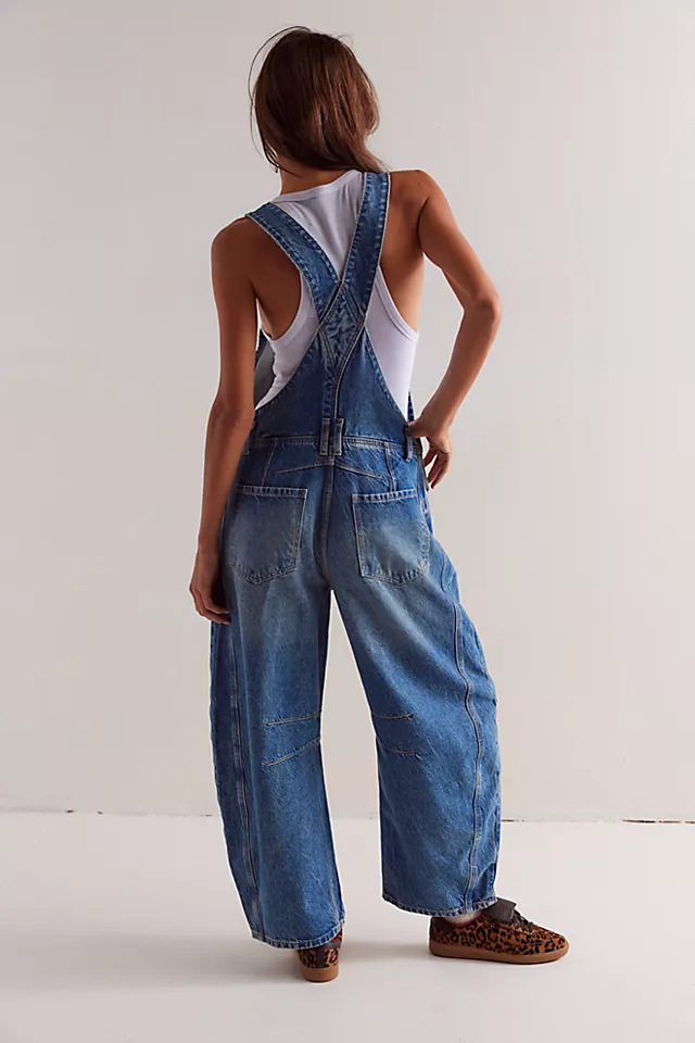 Damen Denim Latzhose Im Retro Stil Weiter Gerader Schnitt_voghion.com