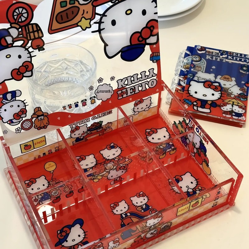小紅書と同じかわいいハローキティ収納ボックスアクリル kt 猫キャンディボックスフリップトップデスクトップ収納ラック|undefined
