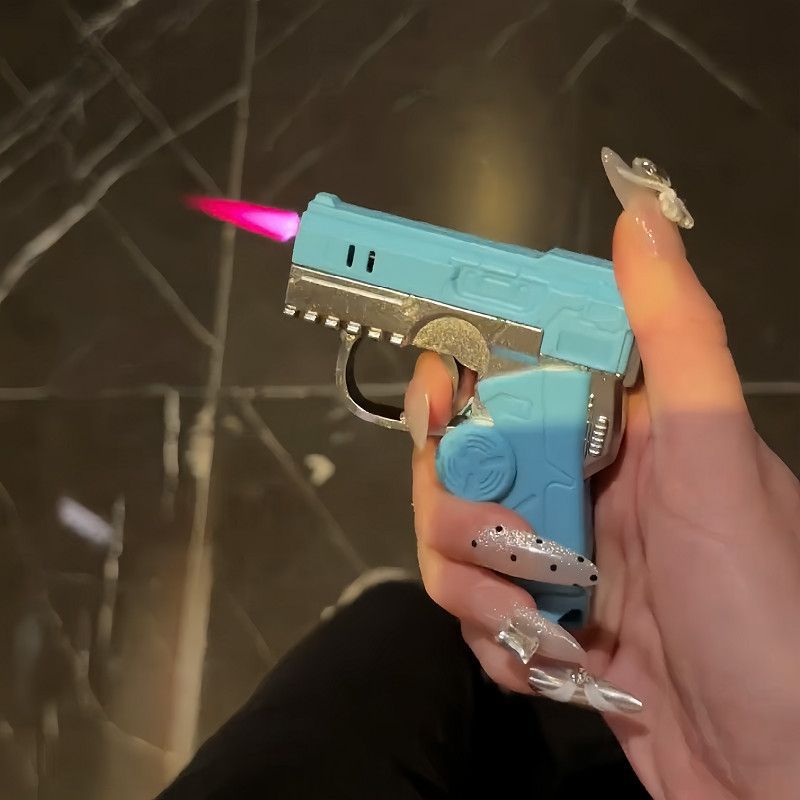 Nueva punta de dedo plegable giroscopio pistola encendedor novio celebridad de Internet inflable a prueba de viento rotación creativa descompresión personalidad image 8
