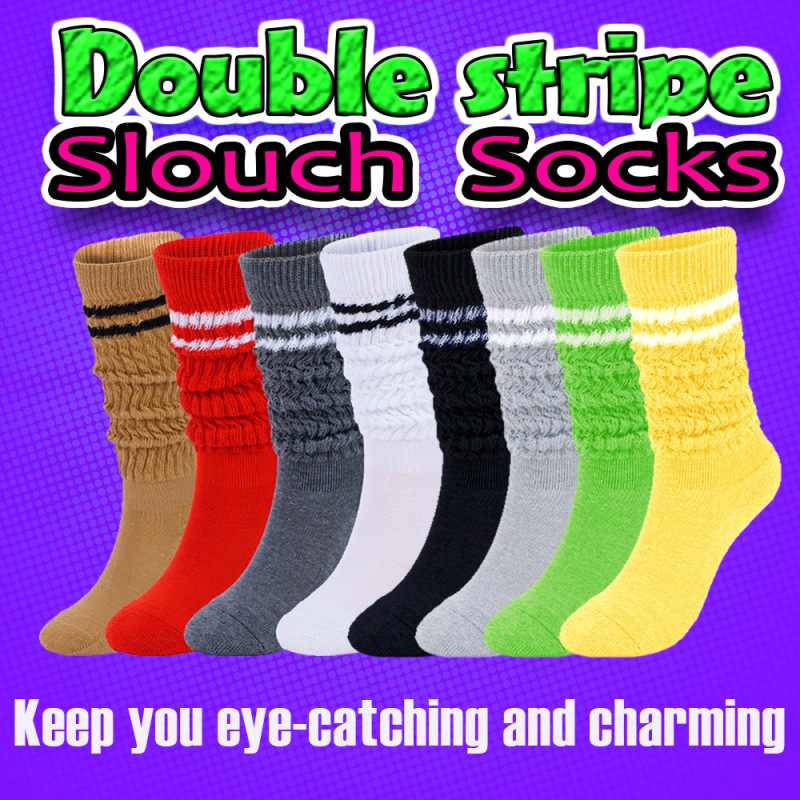 Cross-Border Loose Socks with Horizontal Stripes, Long Yoga Casual Slouch Socks, Foreign Trade Loose-Fitting Thickened Bubble Lazy Style Cross-Border Loose Socks with Horizontal Stripes, Long Yoga Casual Slouch Socks, Foreign Trade Loose-Fitting Thickened Bubble Lazy Style