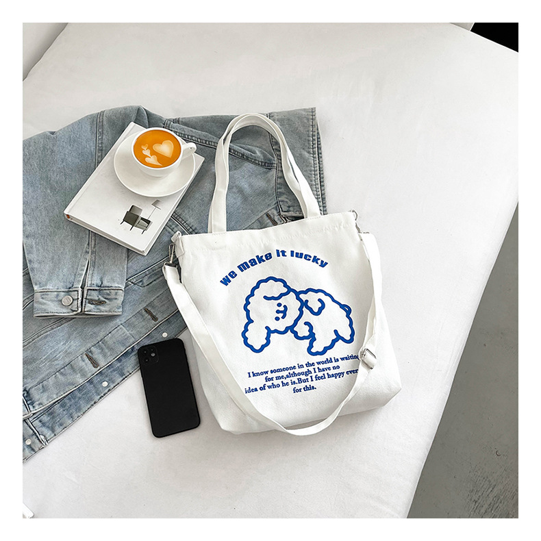 New fashionable and cute canvas bag, simple and large-capacity tote bag, casual and versatile single-shoulder crossbody bag, Douyin consignment undefined