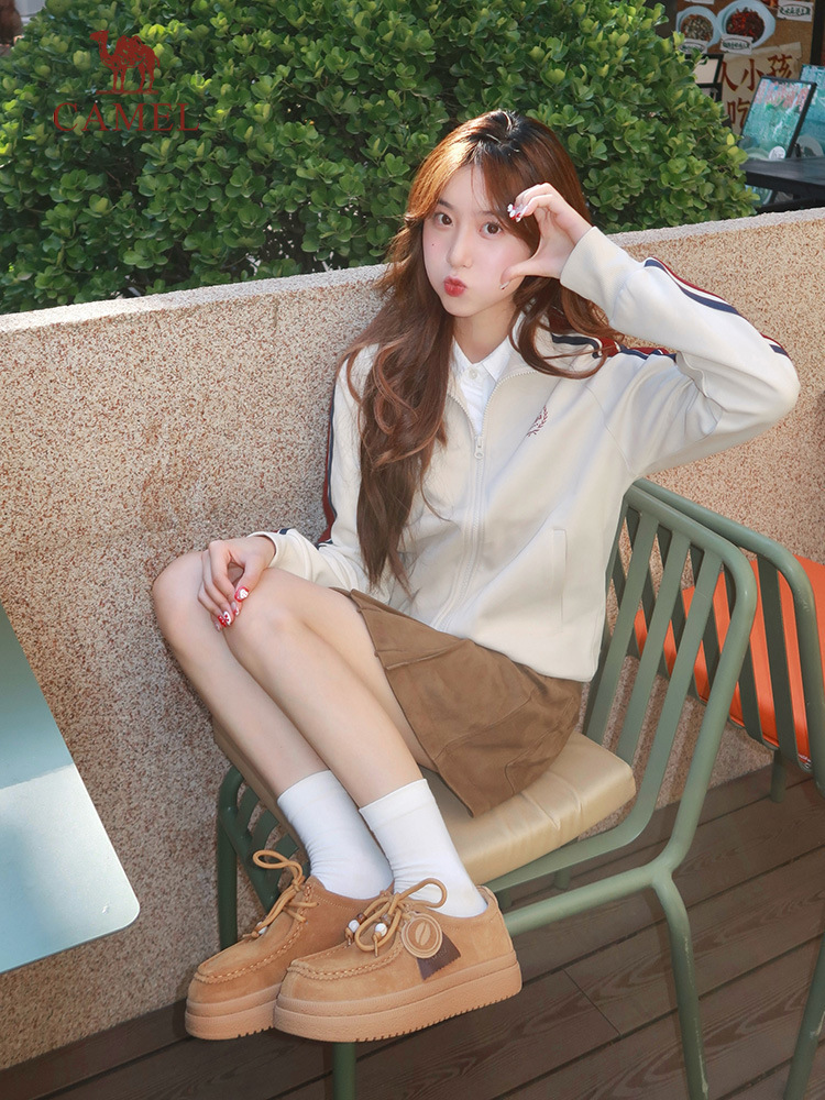 骆驼女鞋2025秋季新款舒适时尚英伦复古风百搭通勤袋鼠鞋休闲鞋女